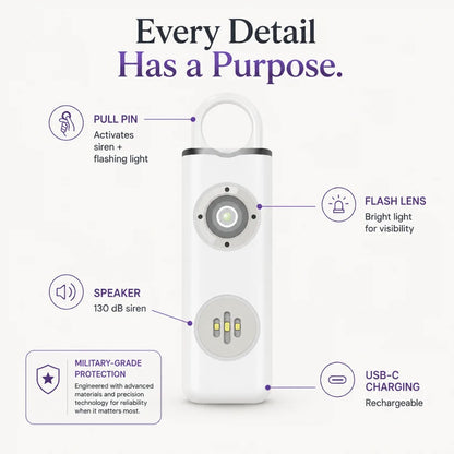 TEBREN™ Personal Safety Alarm — One-Pull 130 dB Keyring Siren & Strobe