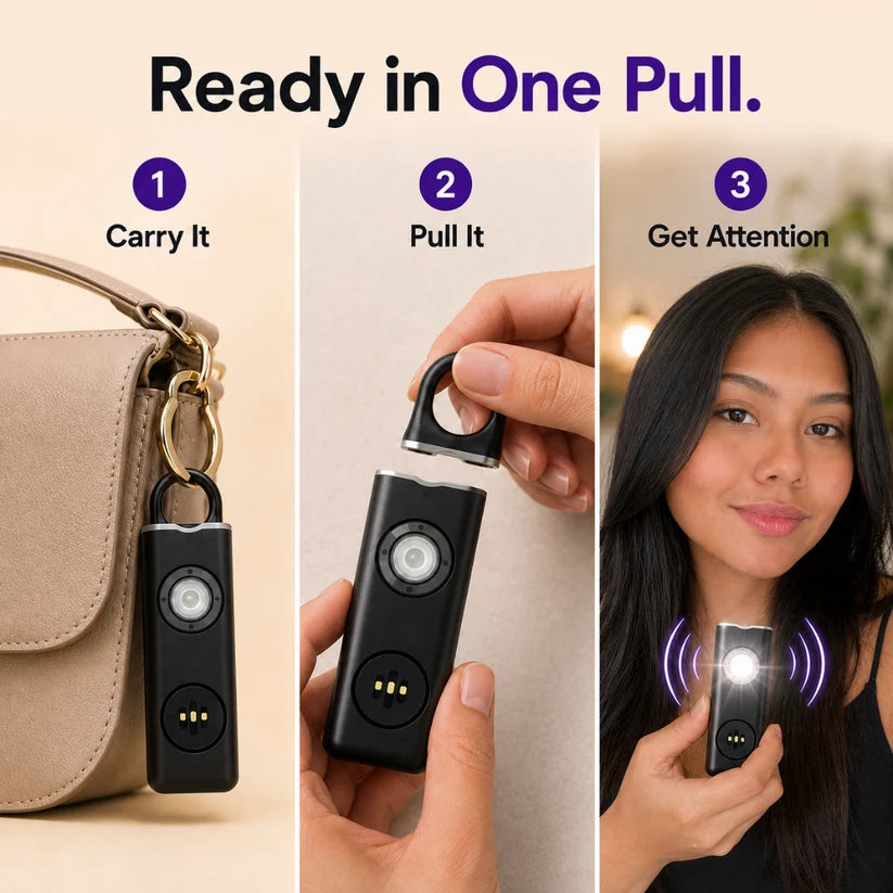TEBREN™ Personal Safety Alarm — One-Pull 130 dB Keyring Siren & Strobe