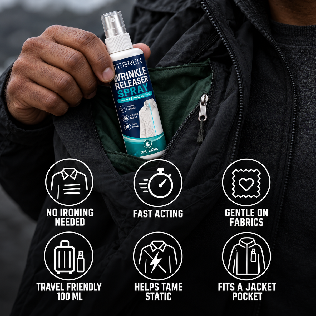 TEBREN Rewear Spray — Crease-Release & Refresh Mist (50 ml)
